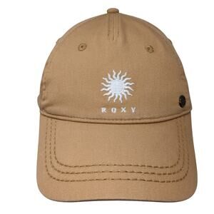 Roxy Strapback Hat Brown One Size Embroidered Adjustable Vent Holes